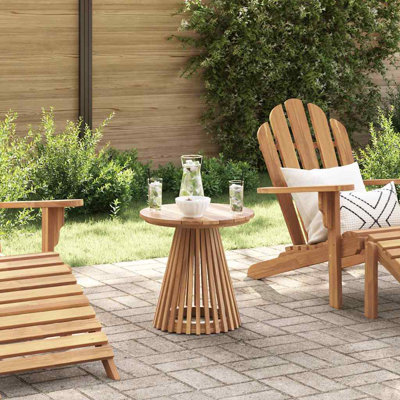 vidaXL Side Table Solid Teak Wood Outdoor Garden Terrace Furniture Round Patio