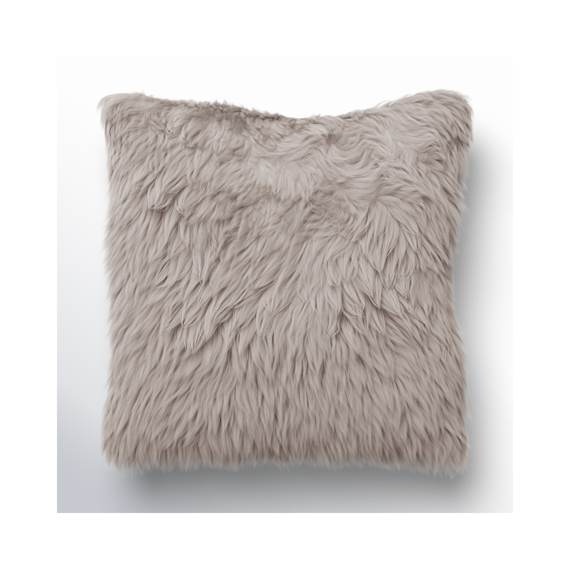 Lecia Faux Fur Throw Pillow, Gray