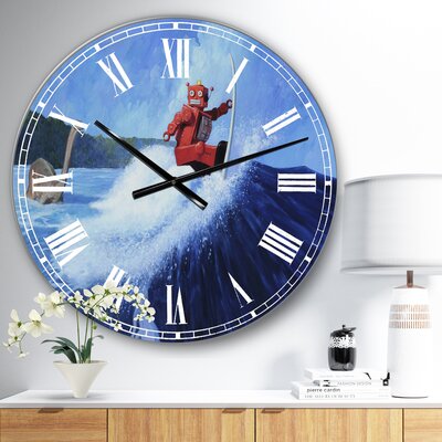 Surfer Joe - Large Modern Wall Clock -  East Urban Home, 5C6270756F944129A0B43C8FC33A9FF5
