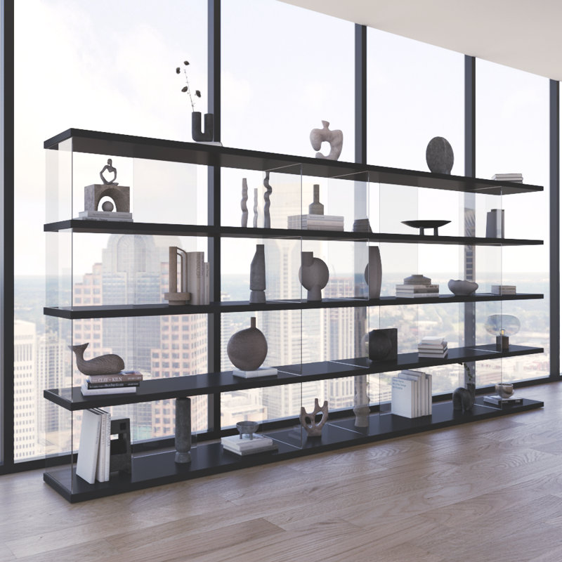 Matana 141.8" Bookcase with Matte Finish, Black