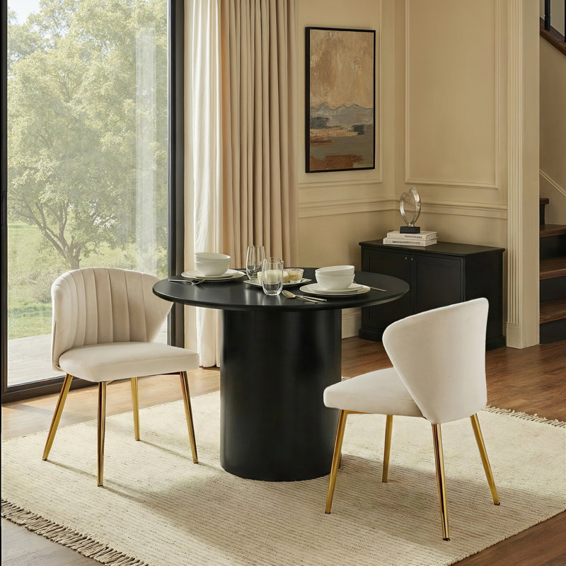 Euclid Modern Tufted Velvet Wingback Dining Chair, Tan Velvet