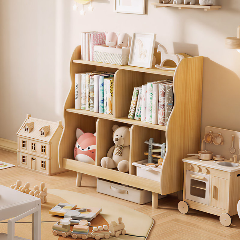 Bibliothèque pour enfants l 35,4 "avec 3 tablettes ouvertes spacieuses, Naturel