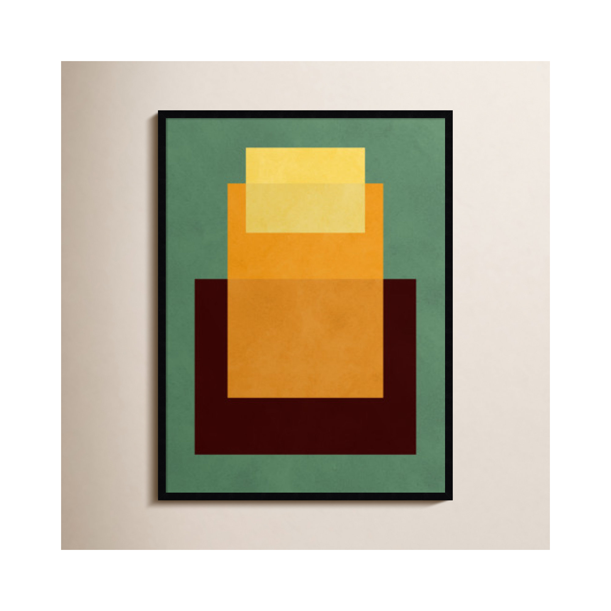 Overlapping geometry 10 by Norvin Wood Framed Wall Art Print, Green/Orange, Black, 41" H x 31" W