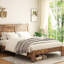Cadre de lit brun foncé pour lit Queen Size, plateforme en bois, silencieux, sans sommier, guide de montage rapide, grand espace de rangement en dessous, métal et bois, style industriel, cadre de lit pour chambre à coucher, sommier requis.
