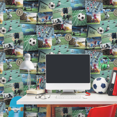 Papier peint de football multicolore