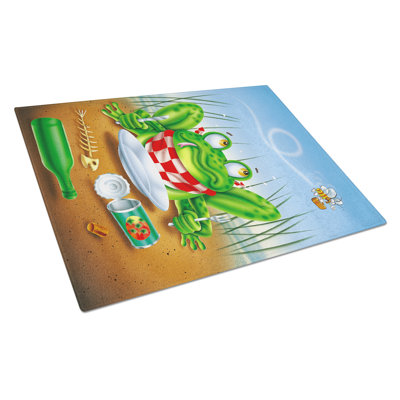 Tempered Glass Frog Happy Plate Cutting Board