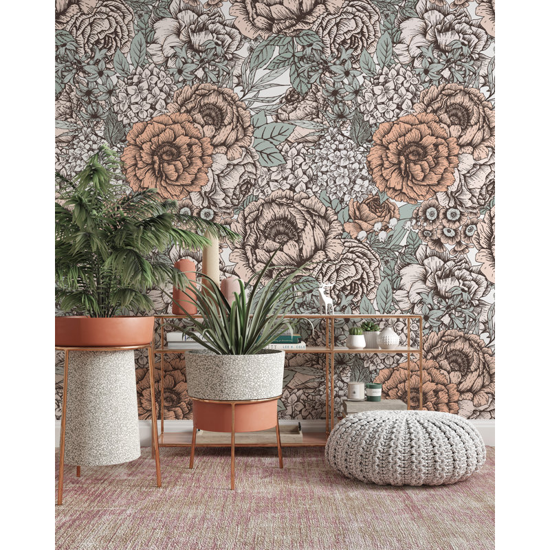 Papier peint amovible de style bohème Randi, L 24 po x L 100 po
