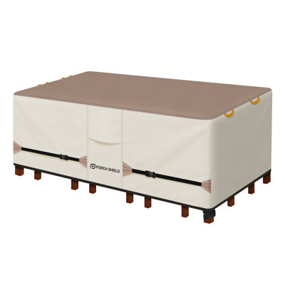  Housse pour table de patio - Housse pour table et chaises d'extérieur imperméable rectangulaire - 96 x 48 po, brun clair et kaki