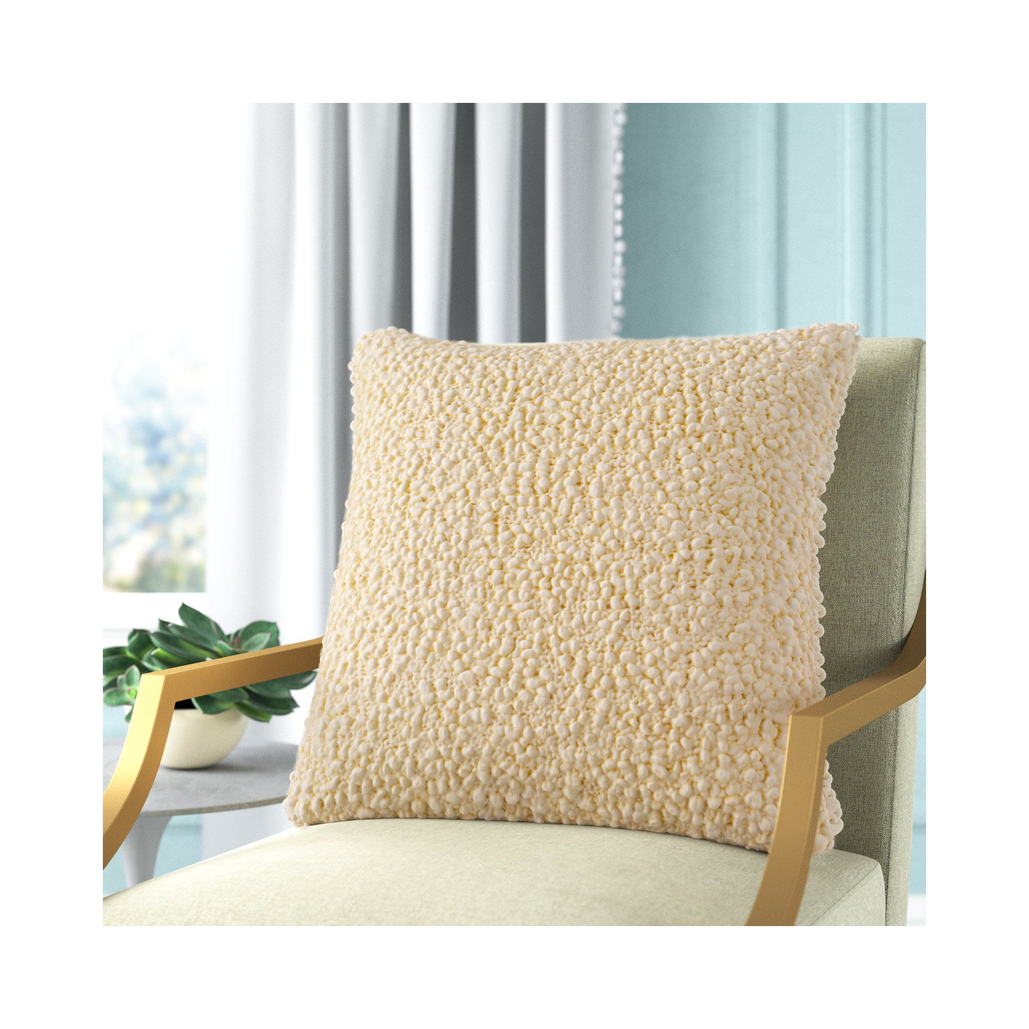 Anella Throw Square, Down, 20"H x 20"W, Beige