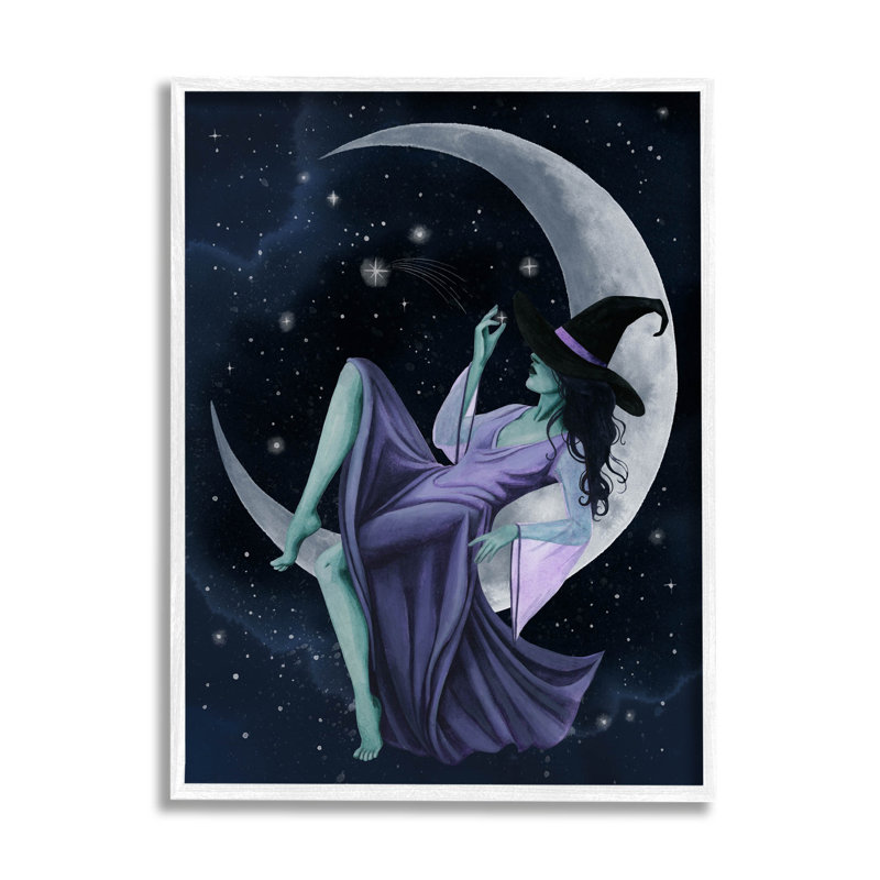 «Witch Relaxing Crescent Moon» par Grace Popp - impression sur bois, H 20 po x l 16 po x P 1,5 po