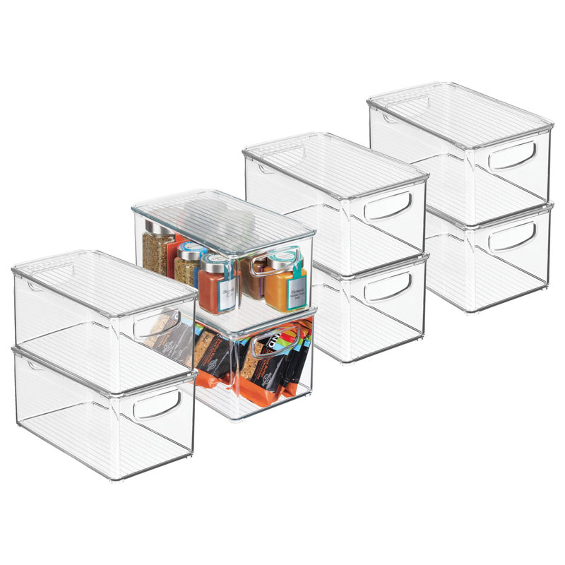 mDesign Plastic Storage Bin Box Container, Lid and Handles, 5" H x 10" W x 12" D, 8