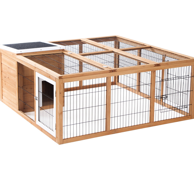 Cage à lapins pour l'extérieur, appartement principal pouvant être ouvert, cage pour matériaux pour animaux de compagnie - espace de vie spacieux, aspect naturel, imperméable, petits animaux