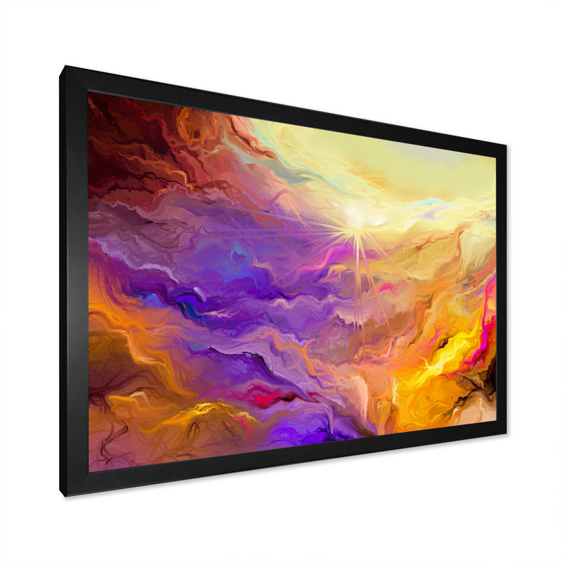 Impression sur toile «Purple Vibrant Ink Storm» - cadre flottant, Cadre noir, H 8 po x l 12 po x P 1 po