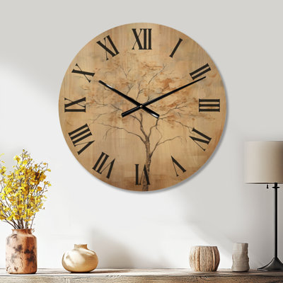 Nature Minimalist Silent Wood Wall Clock – Minimalism Beige Maple Tree Melody