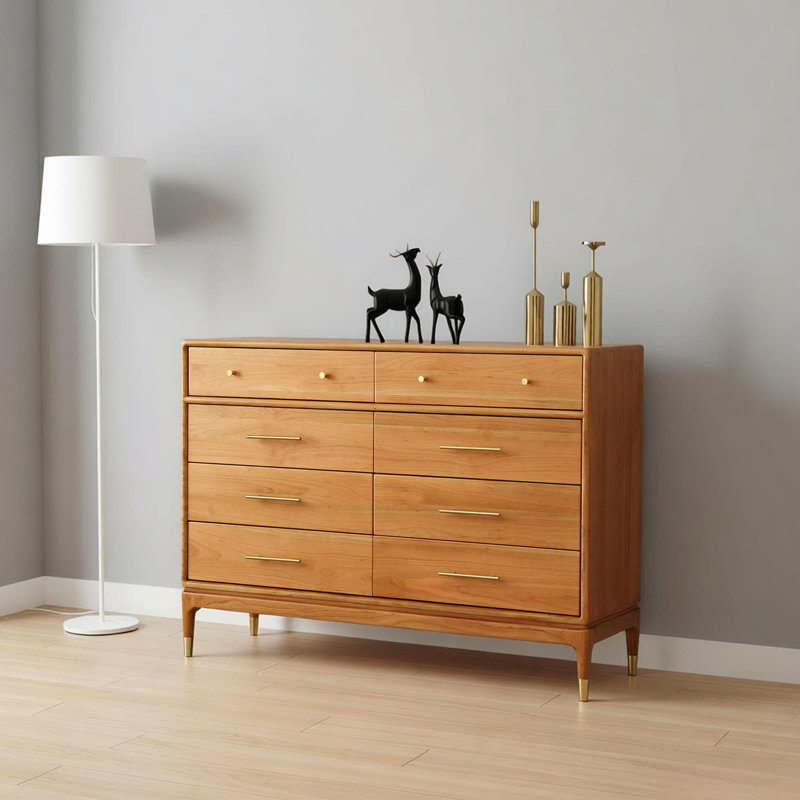Buffet en bois massif à plusieurs tiroirs, 45.27" H x 47.24" W x 15.74" D