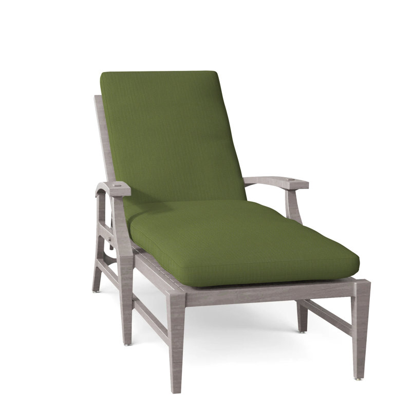 Croquet Aluminum Outdoor Chaise Lounge, No Welt, Oyster, Linen Forest