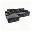 Canapé d'angle modulaire moderne sans ossature de 244 cm (96 po), en velours côtelé compressé avec méridienne à gauche, aucun assemblage requis, gris