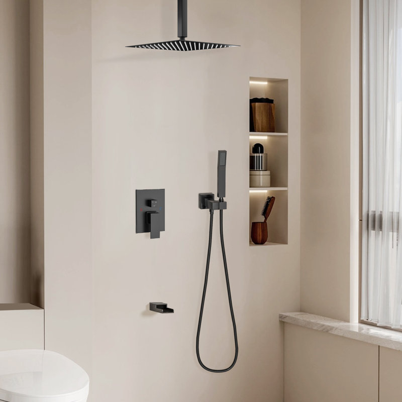 3-Function High-Pressure Rainfall Shower System, Tub Faucet Set
