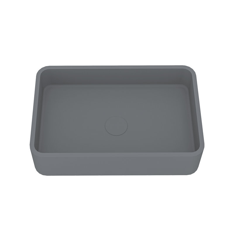 CASAINC Maple 12.79'' Concrete Rectangular Bathroom Sink, Steel Gray