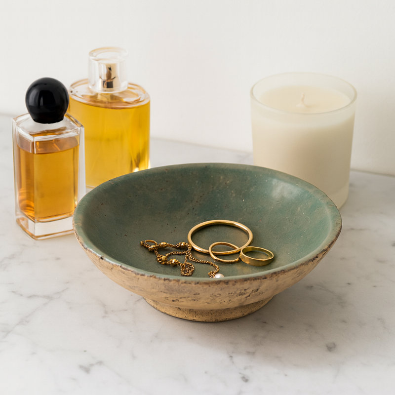 Versatile Handcrafted Decorative Bowl - Modern Accent Bowl For Home Decor Perfect For Table Arrangement Or Everyday Styling - 12", Green/Brown