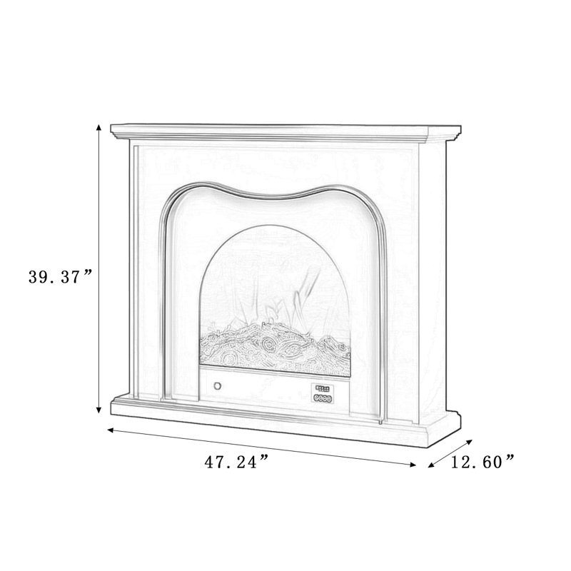 White Solid + Manufactured Wood Freestanding Fireplace, White