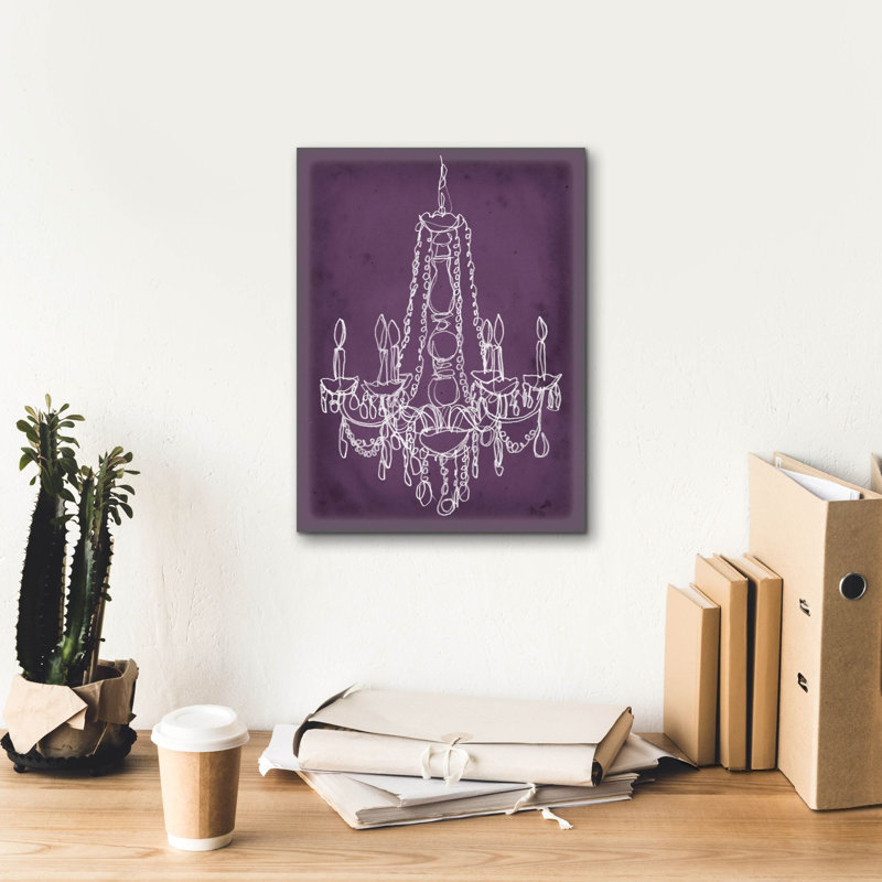 «Plum Chandelier Sketch 1» par Ethan Harper, art mural sur toile, H 16 po x l 12 po x P 0,75 po