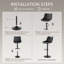Tabourets de bar pivotants réglables, tabouret de bar à hauteur de comptoir avec repose-pieds, chaises de bar modernes en cuir synthétique pour îlot de cuisine, salle à manger, noir (ensemble de 2)-482784142-482784138