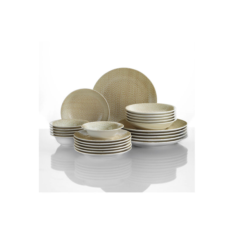 Agne Porcelain China Dinnerware Set 24 Piece - Service for 6