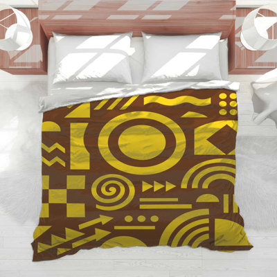 Yellow Brown Geometric Shapes Comforter