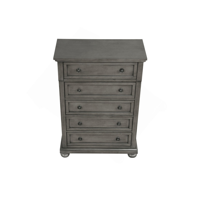 Commode verticale avec boutons décoratifs et pieds en oignon, Gris