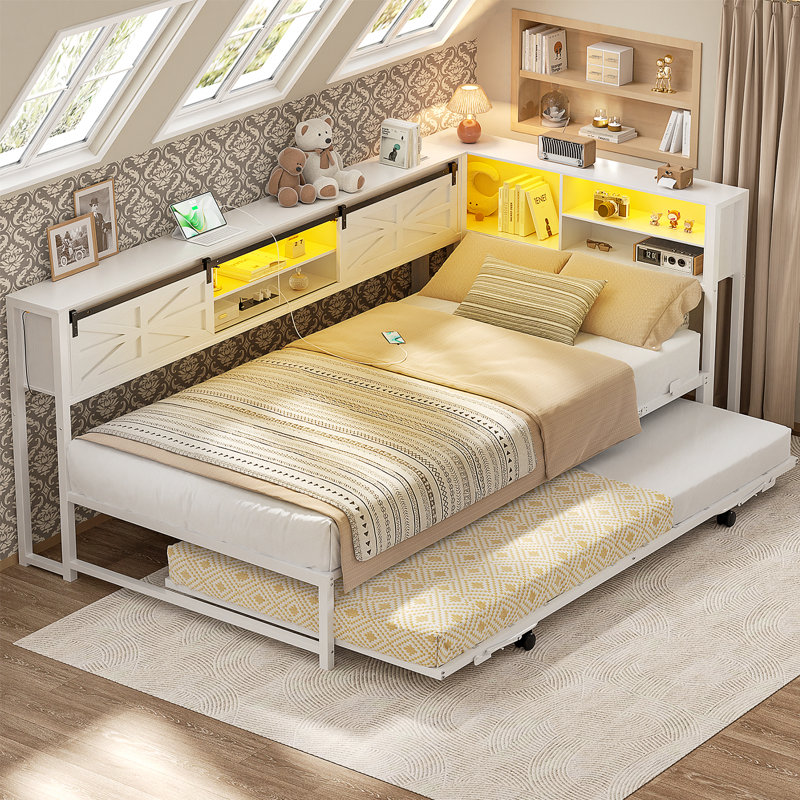 Lit de jour d'angle simple, Blanc