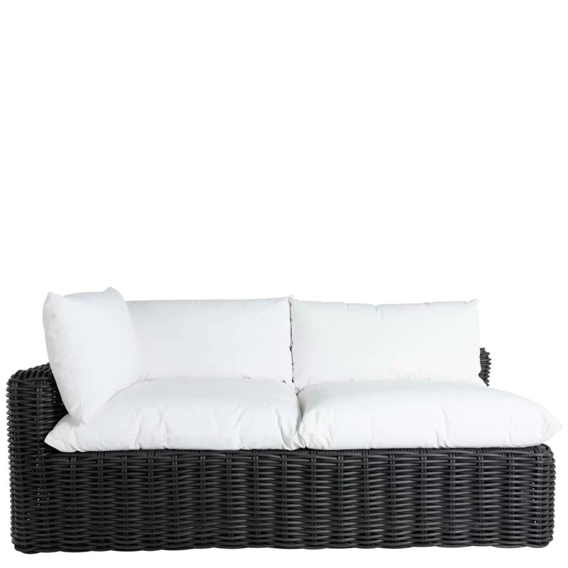Montecito Woven Left Arm Facing Loveseat - Onyx, Yes, Linen Indigo