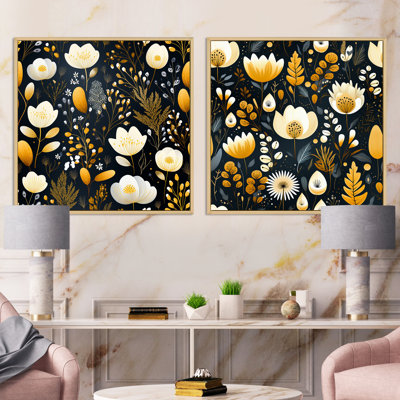 Ensemble de 2 collages artistiques carrés à motif floral Artistic Essence