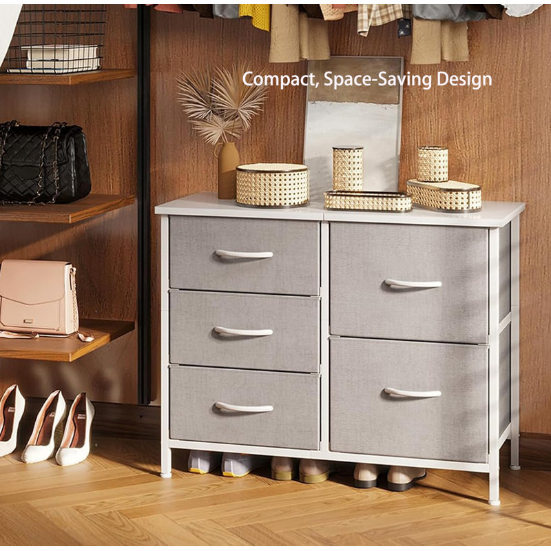 78cm W 5 - Drawer Chest of Drawers, Light Gray