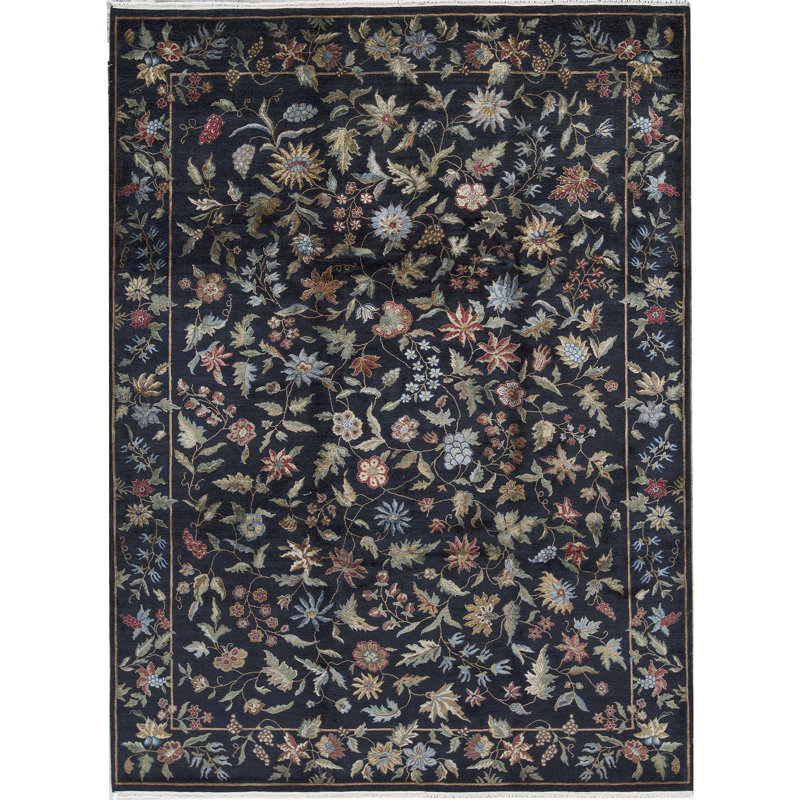 Tapis noir de haute qualité noué à la main
