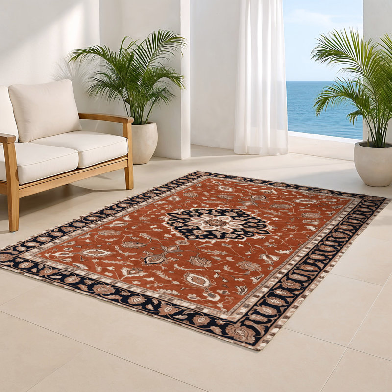 Tabriz Brown Indoor and Outdoor Area Rug, Rectangle 2' x 3'