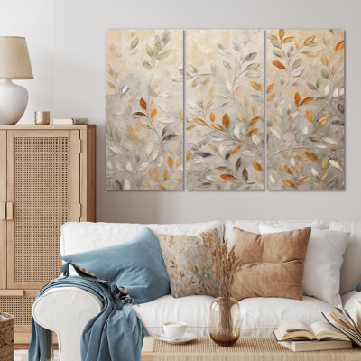 «Beige Botanical Impressions I», reproduction sur toile 3 pièces