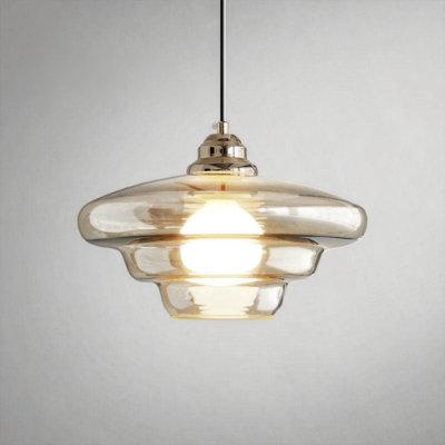 Schoolhouse Amber Glass Pendant Light, 11.8"