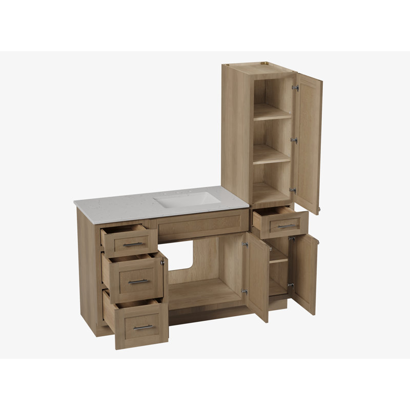 Ensemble de meuble-lavabo simple 60 po Disar, Chêne naturel
