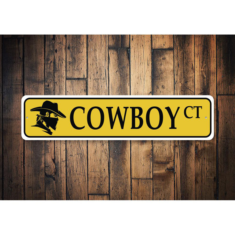Plaque en aluminium Cowboy Street, H 6 po x l 24 po x P 0,06 po