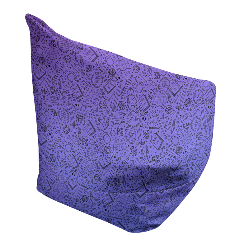 Sac de pois Kitterman, H 27 po x L 30 po x P 25 po, Pouf fauteuil, Mauve / bleu