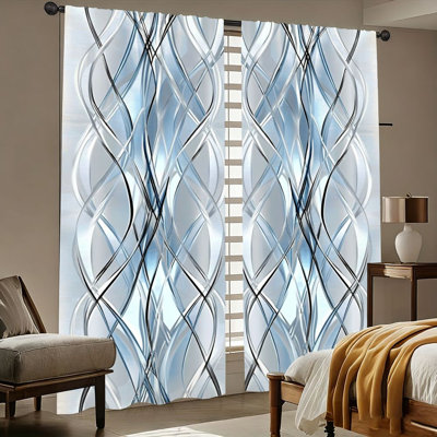 2 pièces de rideaux à motif de vagues abstraites, conception d'art ondulé moderne, filtrage de la lumière et protection de la vie privée, passe-tringle, convient au salon, à la chambre à coucher, au café et à la décoration de bureau