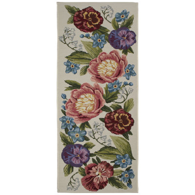 Andreane Floral Synthetic Non-Skid Kitchen Mat