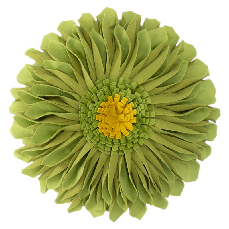  Housse et insert de coussin décoratif en tournesol Appliqued, Carré 12 po, Vert lime ‑ velours