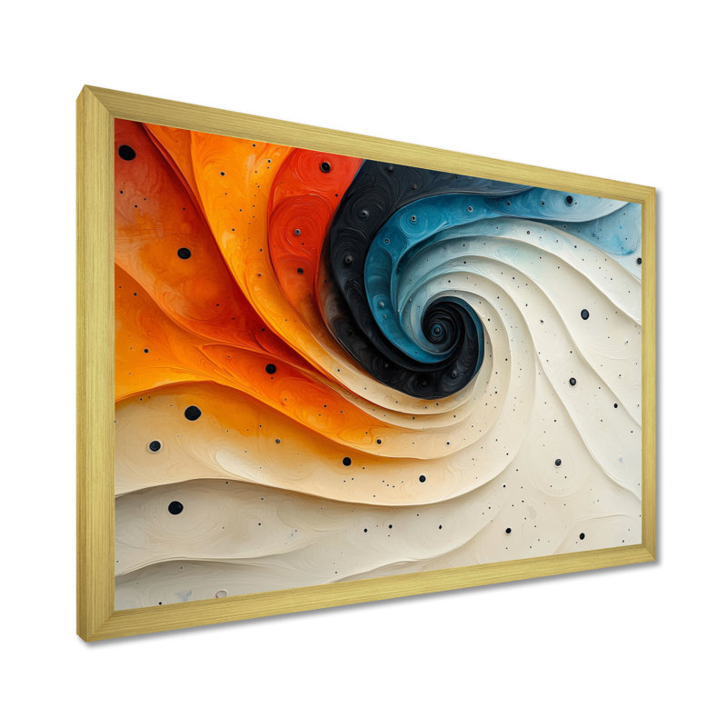 Mathes - Abstract Large Wall Art, H 30 po x l 40 po, Doré, Avec cadre