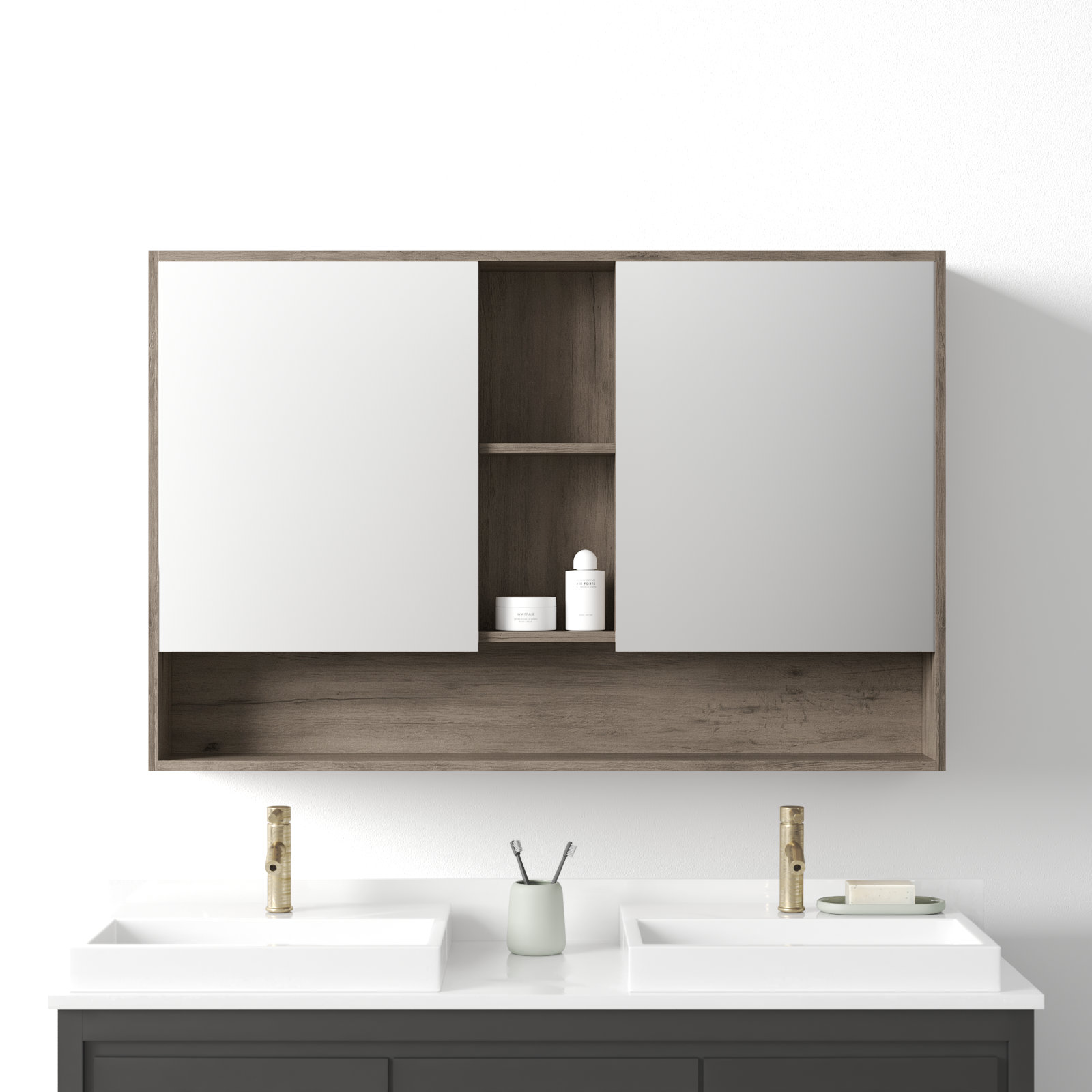 Maisie Surface Double Medicine Cabinet, Gray