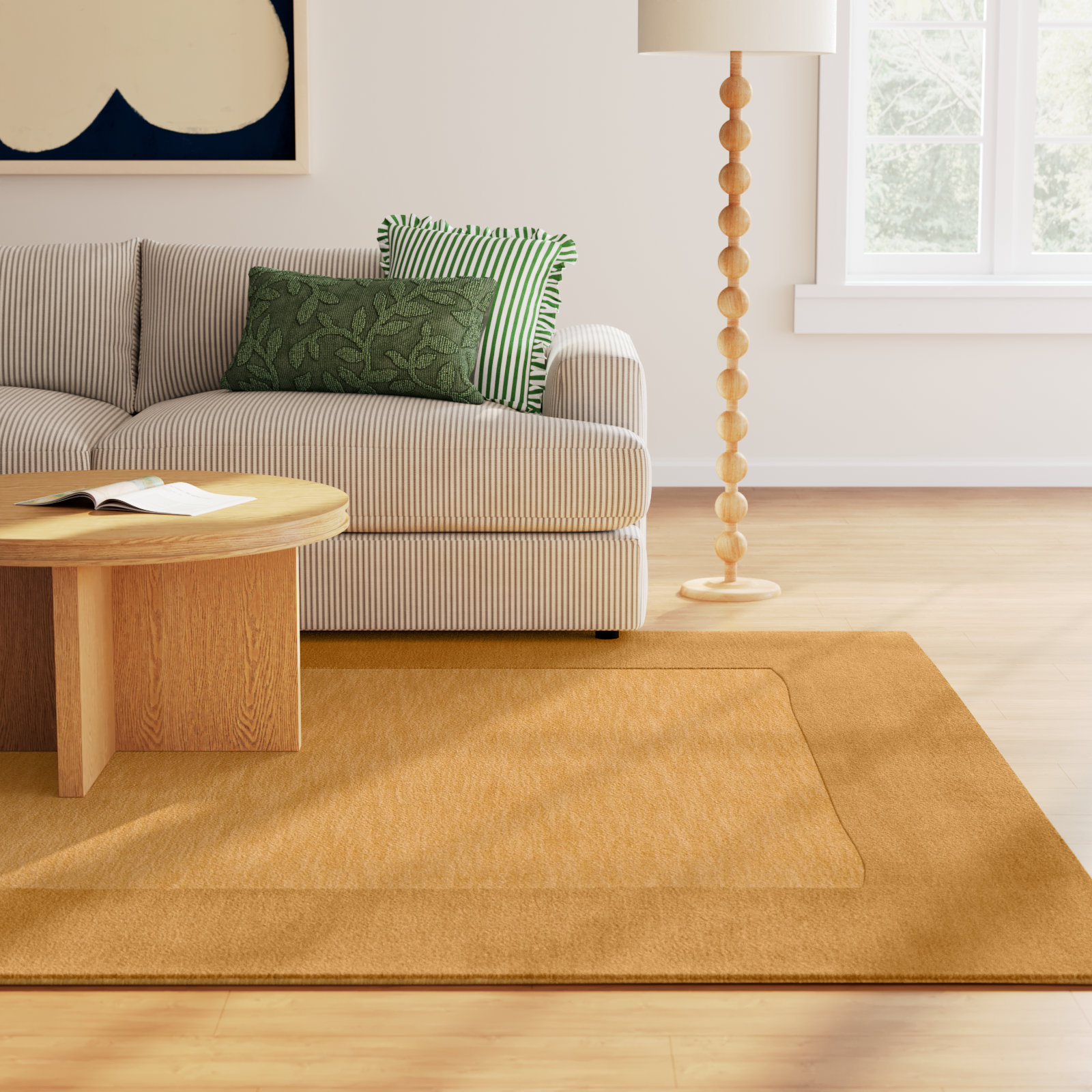 Dolma Yellow Hand-Loomed Wool Rug, Square 8'