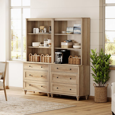 72.1'' Tall Kitchen Pantry Cabinet With 6 Drawers And Adjustable Shleves, Oak