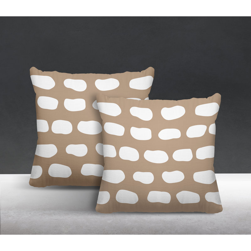 Oreiller carré intérieur / extérieur Aria Dash, Beige, L 17 po x H 17 po