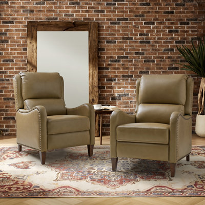 Neliyah 28.75" Wide Genuine Leather Manual Recliner(Set of 2)